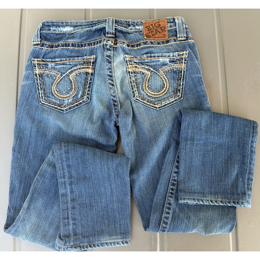Big Star Womans Jeans Casey K Skinny Size  28L 28 Western Distressed Cowgirl